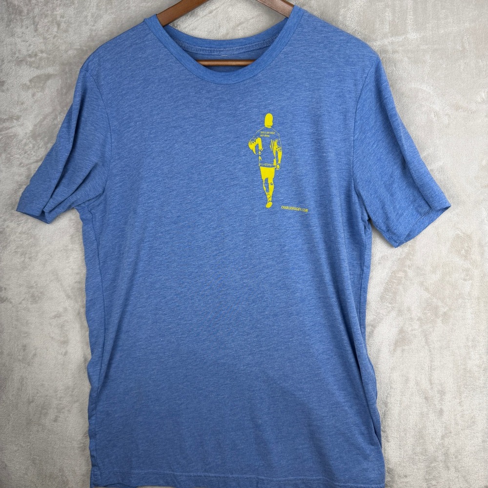 Charlie Rugby Mens Blue Skills Are Built Not Born Graphic T-Shirt Medium‎